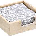 Sumnacon Travertine Cocktail Napkin Holder for Table, 6.2" x 6.2", Square Napkin Holders Small Napkin Tray, Flat Modern Napkin Dispenser for Kitchen, Countertop, Dining Table, Party, Bar (Beige), Pack Of 2