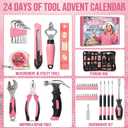 Household Tool Advent Calendar for Women Teen Girls, 24 Days Pink Countdown Calendar of Household Repair Tool Kit Christmas Suprise Gifts for Wife Daughter Sister DIY Lovers
