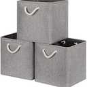 Bidtakay Grey Baskets Foldable Storage Cube Bins 13x13x13 Cube Storage Organizer Closet Set of 3 Fabric Storage Baskets for Home Office Large Baskets for Nursery Baby Toy Storage