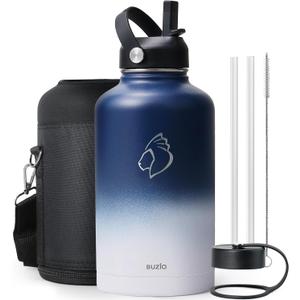 BUZIO Vacuum Insulated Stainless Steel Water Bottle 64oz (Cold for 48 Hrs/Hot for 24 Hrs) BPA Free Double Wall Travel Mug/Flask for Outdoor Sports Hiking, Cycling, Cam,Camping, Running, Tuxedo