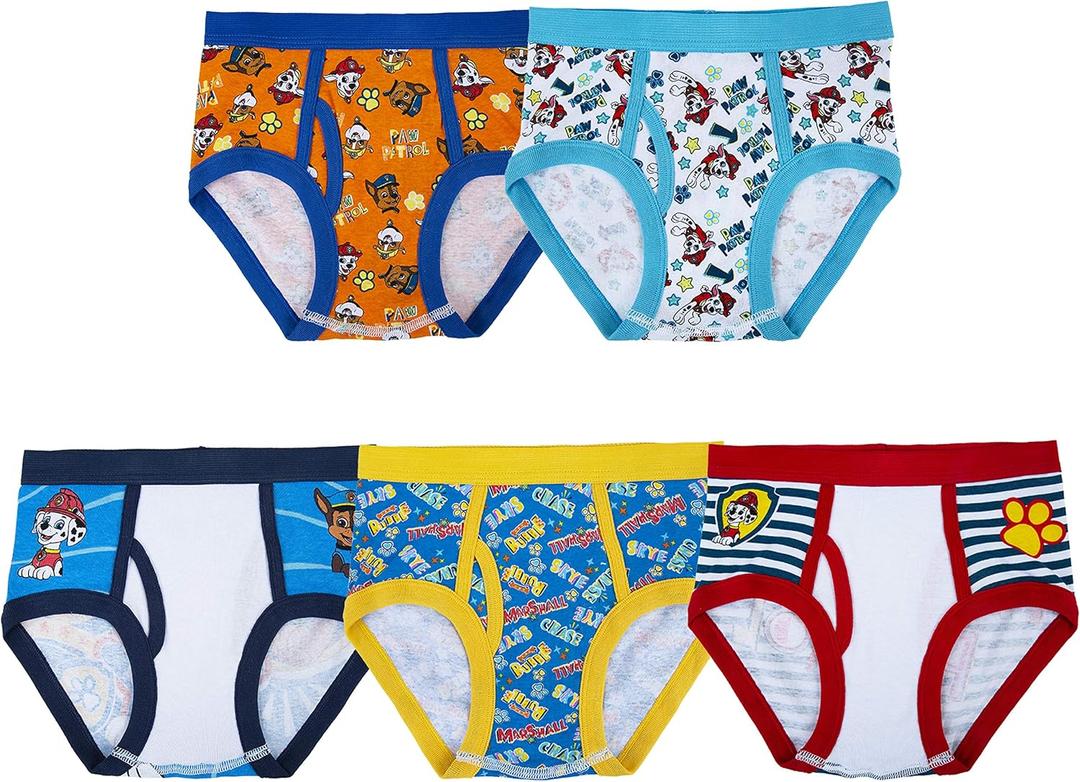 Paw Patrol Boys' 100% Combed Cotton Underwear Multipacks with Chase, Skye, Rubble & More in Sizes 18m, 2/3t, 4t, 4, 6, 8 (5-pack Brief)