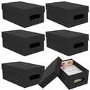 aopule 6PCS Photo Storage Box for 4"x6" Photos,10.2“ x 6.5“ x 4.7“ Picture Box Store and Protect Pictures,Documents Black