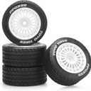 12mm Hex RC Car Tires and Wheels, daitoku 1/14 RC On-Road Drift Racing Tires for Tamiya M08/05/06 MF-01X - Style C (White)