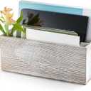 Mail Organizer countertop, Wood Mail Holder 2 Slots, Phone Box with Hidden Charging Port, White Wash Letter Holder, Desk Organizers & Accessories for Home Office Decor