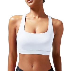 RUNNING GIRL Sports Bra for Women Ruched V Neck - Y Back Spaghetti Thin Strap Wireless Padded Medium Support Yoga Crop Top_WX3094_White_XL (White, XL)