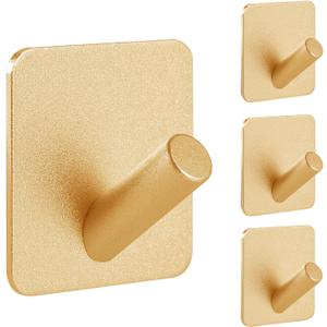 Paoli Heavy Duty Self Adhesive Hooks - Sturdy self Adhesive Hooks for Home, School and Office Easy to fit and Remove(4PC) (Square-Slash Hook, Gold)