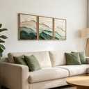 Aurlan 3D Textured Green Abstrcat Ocean Framed Canvas Wall Art 24x36 Inch