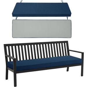 Outdoor Bench Cushion, Water-Resistant & Fade-Resistant, Porch Swing Cushions with Ties, Patio Furniture Seat Pads for Garden Loveseat, Removable Cover Non-Slip Bottom, 48 x 16 Inch, Navy Blue