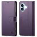 Compatible with iPhone 16 Plus 6.7" Wallet Case with RFID Blocking Credit Card Holder, PU Leather Folio Flip Kickstand Protective Shockproof Cover Women Men for Apple 16 Plus Phone Case (Purple)