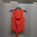 REORIA Butsmooth Womens Sexy Sleeveless Square Neck Double Lined Basic Bodysuit Tank Tops (Medium, Red)