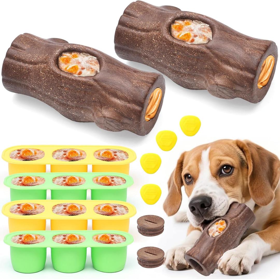 ClariVora 2 Pack Dog Toys for Aggressive Chewers, Interactive Indestructible Dog Toys to Keep Them Busy, Durable Dog Frozen Treat Toy for Large & Medium Dogs, Reduces Anxiety & Extends Playtime, Brown