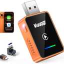 2026 Wireless CarPlay & Android Auto Adapter, One-Click Switch, 3s Auto Reconnect, A9 Chip, Bluetooth 6.0, 5.8GHz WiFi, Plug & Play, with USB-C & Right-Angle Cables (Orange)