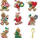 5 x Quacc 8 PCS Fun Christmas Gingerbread Man Ornaments for Xmas Tree Decoration, Soft Pliable Gingerbread People with String, Hanging Xmas Gingerbread Decorations for Holiday Party Gift