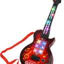 Kids Guitar Toy for 3 Year Old Boy Gift 21 Inches Electric Guitars with 4 Strings for Toddlers Light Up Music Toys for Boys Girls Gifts Ages 3 4 5 (Red)