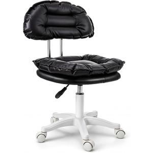 Novabright Pedicure Chair for Nail Tech, 360° Swivel Rolling Stool with with Back Support, Adjustable Height Armless Vanity Chairs Thick Cushion, Drafting Chair for Salon Spa Shop Home Office