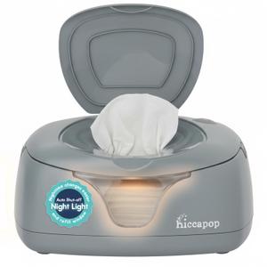 Hiccapop Baby Wipe Warmer and Baby Wet Wipes Dispenser | Baby Wipes Warmer for Babies | Diaper Wipe Warmer with Changing Light, Gray (Grey)