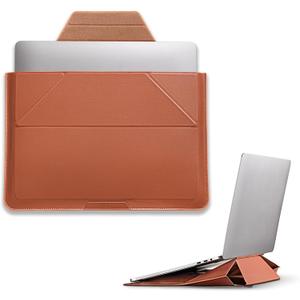 MOFT Laptop Carry Sleeve, 2-in-1 Laptop Bag & Stand for 16" MacBook Air/Pro & Dell/HP/Lenovo/Asus, Stylish Slim Computer Sleeve Bag with Expandable Storage for Computer Accessories, Sienna Brown