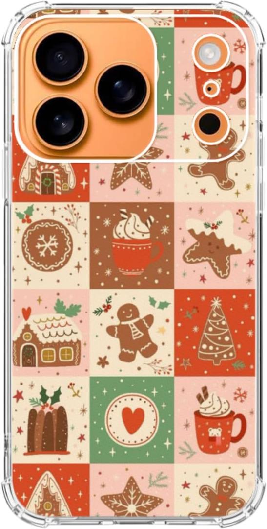 BESUC WICH Gingerbread Christmas Phone Case for iPhone 17 Pro, Christmas Cookies Phone Cover for iPhone 17 Pro, Cool TPU Bumper Phone Case