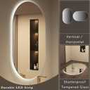OKPAL Backlit Oval Lighted Bathroom Mirror with Lights, 40 x 30 Pill-Shaped LED Vanity Mirror for Wall, Anit-Fog, Dimmable, Memory Function, Shatterproof, UL (Horizontal/Vertical)