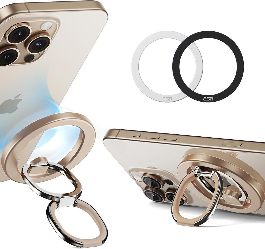 ESR MagSafe Ring Holder (HaloLock), Magnetic Phone Grip with 2-Way Adjustable Stand for iPhone 16/15/14/13/12, S25, Titanium