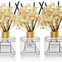 Reed Diffuser Set of 3 Pack,50ML Clean Linen Lemongrass Eucalyptus & Mint Scented Oil Diffuser with 5 Sticks,Home Fragrance Reed Diffuser for Bedroom Bathroom Office