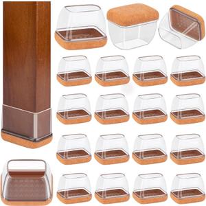 24 Pcs Rectangle Chair Leg Floor Protectors, Silicone Chair Leg Protectors for Hardwood Floors, High Elastic Chair Leg Cover for Chair Table Desk, Protect Wooden Floors from Scratching, Won't Tear