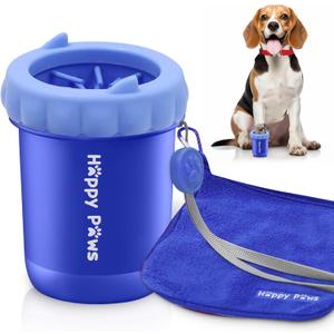 Happy Paws Dog Paw Cleaner, Dog Paw Washer, Paw Muddy Paw Cleaner, Pet Foot Cleaner for Small Breed Dogs Towel, Blue