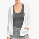Women's Lightweight Cotton Blend Long Sleeve Zip Up Thin Hoodie Jacket (White, M) 