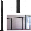 Muzata Black Cable Railing Post 36 Inch 36"x2"x2" Level Drilled Surface Mount T304 Stainless Steel Cable Railing System Kit Indoor Outdoor with Paper User Guide PS01 BH4S