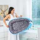 Beeezy Buddies Baby Lounger (Blue/Grey, Outer Space) - for Newborns to Toddlers Between 0-24 Months + Portable + Water-Resistant + 100% Cotton