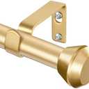 Gold Curtain Rod 32 to 58 Inch, HOTOZON 3/4 Inch Heavy Duty Curtain Rods for Windows, Decorative Single Drapery Rod with Diamond Finials