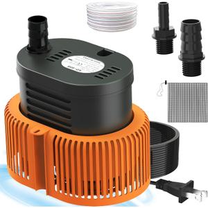Pool Cover Pump above Ground - Submersible Water Sump Pump Swimming Water Removal Pumps, with Drainage Hose & 25 Feet Extra Long Power Cord, 850 GPH inGround, 3 Adapters (Orange)