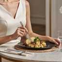 HIKAA Forged Silverware Set Stainless Steel Flatware Set,Service for 8,Matte Satin Polished Cutlery Set, with Serving Set and Metal Organizer (Matte Silver 45PCS)