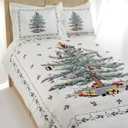Spode - King Comforter Set, 3-Piece Bedding with Matching Shams, Holiday Room Decor (Spode Christmas Tree Ivory, King)