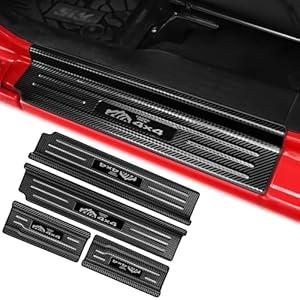 smnuxwm 4PCS Door Sill Protector for Jeep Wrangler JL JLU 2018-2024/ Jeep Gladiator JT 2020-2024 Accessories Stainless Steel Front Door Car Pedal Kick Protection (4PCS-4 Door-Carbon Fiber)