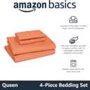Amazon Basics Lightweight Breathable Microfiber 4-Piece Bed Sheet Set, Brick, Solid, Queen