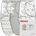 GLLQUEN BABY Organic Swaddle Sleep Sacks for Newborn - Baby Swaddles 0-3 Months, 3-Pack Newborn Swaddling Sack, Gray Stripe & Animal World, Baby Swaddle Blanket Wrap (Small/Medium)
