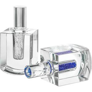 Crystal Dreidels for Hanukkah Glass Hanukkah Dreidel Collectibles with Rhinestone 3.2 Glass Paperweight for Gift (Set of 2 Blue and White)