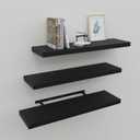 Floating Shelves for Wall Set of 3, 24" Black Wall Shelves for Home Decor, Frame Display Wall Mounted Black Floating Shelf for Living Room, Bedroom, Bathroom, Kitchen