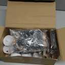 Syhood 8 Pcs Christmas Village Set, 5 LED Lighted Wooden Houses and 3 Frosted Trees Christmas Decorations Indoor Scenes Farmhouse Rustic Decor for Tabletop Mantel Xmas Holiday Decor