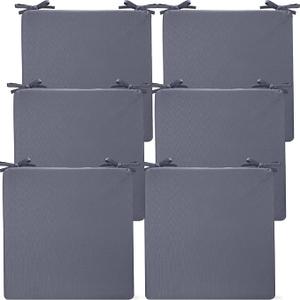 Preboun 6 Pack Outdoor Chair Cushions 19" x 19" x 3" Patio Waterproof Fade Resistant Seat Cushions with Ties Replacement Chair Pads for Patio Furniture Garden Sofa Couch (Dark Gray)