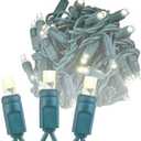 Novelty Lights 50 Light LED Twinkle Christmas LED Mini Light Set, Outdoor Fairy Wedding String Lights, Warm White, Green Wire, 25 Feet