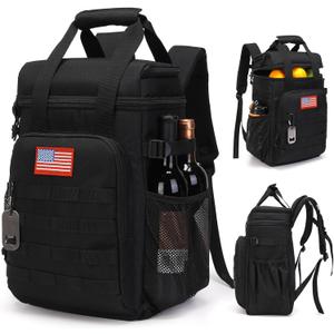 Tactical Backpack Cooler,Lunch Backpack for Men Adults Work with HandleSoft Cooler Backpack Insulated Waterproof Leak Proof (Black)