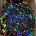 iBaycon Solar C6 Christmas Lights Outdoor, 48FT 100LED C6 Strawberry String Light, 8 Modes Solar Powered Lights String for Xmas Tree House Eaves Roof Christmas Holiday Decorations