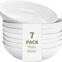 DeeCoo 6 Pack Porcelain Pasta Bowls Ceramic , Large Serving Bowl, Wide and Shallow, Set 8.3 Inch - 30 Ounce - for Pasta, Salad, Cereal, Soup & Microwave & Dishwasher Safe