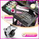 SUNALLY Makeup Cart Organizer with Drawers, Floor Skincare Organizers Vanity Storage Organizer, Rolling Makeup Bathroom Storage Cart Cosmetics Display Cases for Skin Care Perfume Nail Polish, Black