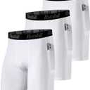 Runhit Compression Shorts Men Underwear Spandex Running Shorts Workout Athletic (XX-Large, 3 Pack Pocket, White x3)