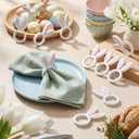 Chengu 12 Pcs Pink White Easter Bunny Napkin Rings Wooden Bunnys Napkin Rings Handmade Rabbit Dinner Paper Holders for Easter Spring Party Banquet Dinning Table Decoration (Rabbit)