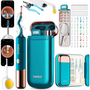 Bebird Ear Cleaner with Camera - 2K HD Wireless Otoscope with Light - 5G WiFi Real-Time Video - Visual Tweezers & Ear Care Dropper - Flexible Ear Wax Removal Tool Kit for Family - FSA HSA Eligible