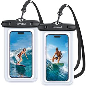 Lamicall Waterproof Phone Pouch Case - [2 Pack][Easy Lock & Heavy Duty] IPX8 Water Proof Cell Phone Dry Bag for Beach, Protector for iPhone 16 15 14 13 12 11 Pro Max Plus XS XR, Galaxy S24 S23, 4-7"